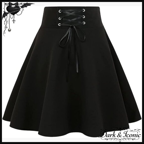 Dresses & Skirts - High Waist Pleated Mini Skirt, 100% Cotton, A-Line Style, Casual Wear